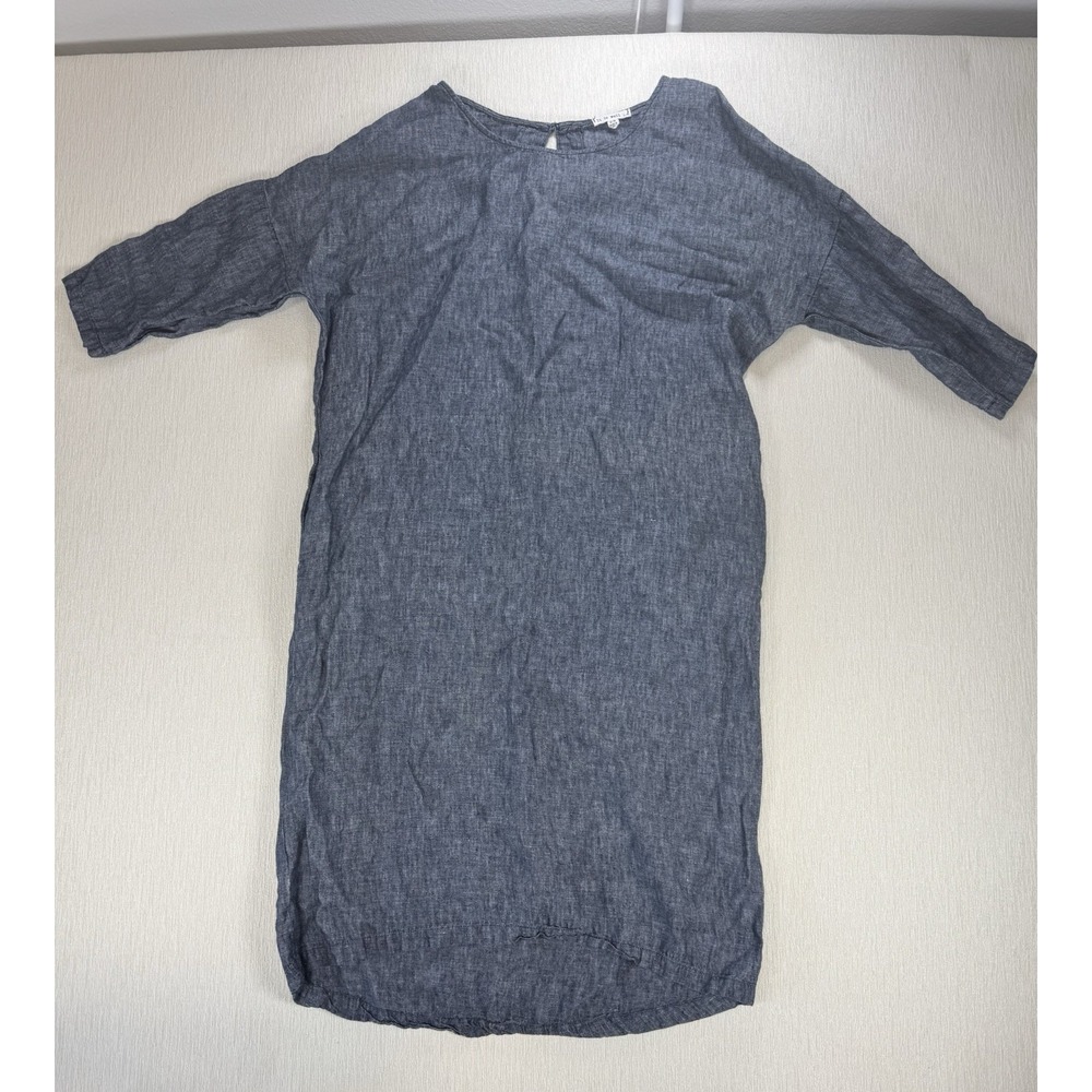 IT IS WELL  LA  Dress ‎ Size S/M Blue 100 % Linen Minimalist USA